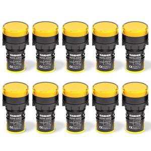 lot 2122 image: GASHER 110V 20mA Energy Saving Indicator Light Mounting Hole Size 22mm (78 Inch) Yellow 10 Pcs