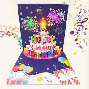 lot 2128 image: Akeydeco 3D Pop Up Birthday Cards,Auto Play Coloured LED Light Birthday Cake Music Happy Birthday Card Postcards Pop Up Greeting Cards Happy Birthday Cards Best for Mom,Wife,Sister,Boy,Girl,Friends 1
