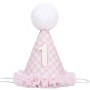 lot 2137 image: PATRDIO Boho 1st Birthday Hat-Gingham Style1st Birthday Decorations,Boho First Birthday Crown (pink)
