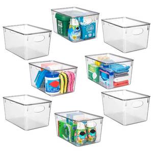lot 3710 image: ClearSpace Plastic Storage Bins With lids, 8 Pack �� Perfect Pantry Organization and Storage �� Fridge Organizer, Pantry Storage Containers and Storage Bins, Cabinet Organizers