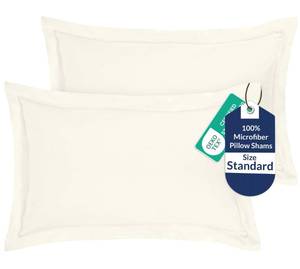 lot 4396 image: Royale Linens Pillow Shams 2 Pack Standard Size 20x26 Inch - Brushed 1800 Microfiber - Bed Shams, Wrinkle & Fade Resistant Super Soft and Cozy - Envelope Closure - Oxford Pillowcase (Std,Ivory)