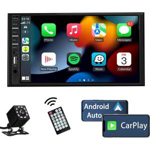 lot 4401 image: Naifay Double Din Car Stereo Compatible with Apple Carplay and Android Auto, 7 inch HD Touchscreen Car Radio Car Audio Receivers, Bluetooth, Backup Camera, Mirror Link, USBAUXTFSubwoofer, FM Radio