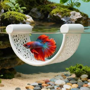 lot 4408 image: Floating Betta Hammock, Betta Fish Hammock, Floating Rest Platform or Small Aquariums, Nano Tanks, Shrimp, Corydoras, Betta Fish Tank Accessories, Fish Tank Decor, 3D Printed Aquarium Decor (White)