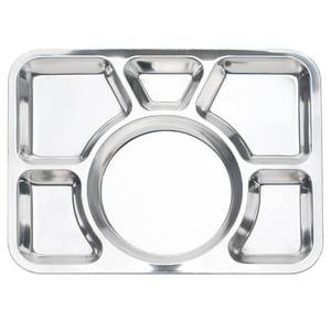 lot 4430 image: Aspire Divided Dinner Tray Stainless Steel, Snack Serving Plate with 6 Compartments-6 Sections