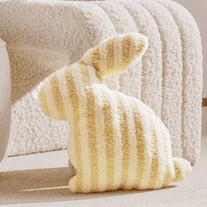 lot 4435 image: Easter Bunny Shaped Cute Throw Pillow, Decorative Stuffed Bunny Pillow for Bed and Couch, Cotton Pillow with Sherpa and Fluff, Yellow and White Throw Pillow for Girl Room Decor Bedroom, 13x15.75in