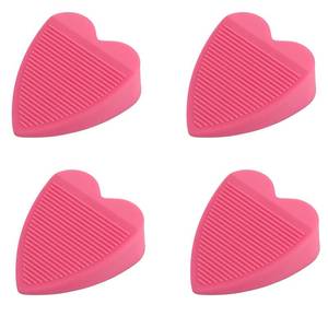 lot 4459 image: 4PCS Rubber Door Stoppers, Heart Shaped Security Door Stop, Wall Protector and Reduce Noise, Heavy Duty Wedge Door Holder Catch for All Type Floor (4PCS Pink)