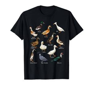 lot 4465 image: Types of Duck Waterfowl Animals of The World Duck Lover T-Shirt Small