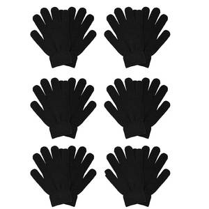 lot 4471 image: COLEDRE 6 Pairs Winter Gloves for Women Men Hand Warmers Knit Black Gloves Cold Weather Magic Thermal Warm Stretchy Mittens for Running Driving Hiking