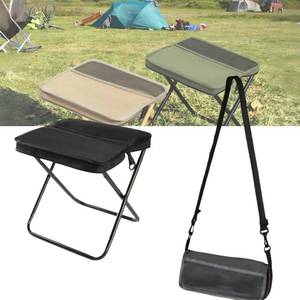 lot 4477 image: XHymitron Portable Folding Camping Stool with Shoulder Strap, Suitable for Hiking, Fishing, picnics (Black-A)
