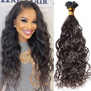 lot 4481 image: Flat Tip In Hair Extensions Natural Wave Brazilian Remy Fusion Keratin Hair 100 Strands Per Pack 1gStrand For Women (20inch 100 Strand, Natural Color)
