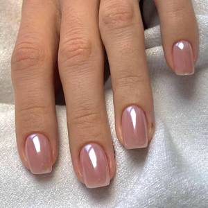 lot 4492 image: Chrome Press on Nails Short Square Fake Nails with Chrome Designs Glossy Glue on Nails Press ons Full Cover False Nails Acrylic Artificial Short Stick on Nails for Women 24 Pcs
