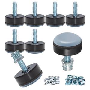 lot 4493 image: M6 Leveling Feet - PTFE (Teflon) Bottom (1 inch Base), Smooth Gliding Base for Furniture Protection, Adjustable Furniture levelers for Tables, Chairs, Legs (8 Pack)