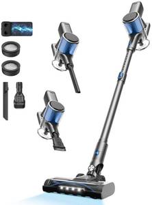 lot 5838 image: Cordless Vacuum Cleaner, 580W50Kpa50Mins Stick Vacuum for Home, LED Touch Screen, Anti-Tangle, Wall Mount Charging Lightweight Rechargeable Vacuum for Carpet Pet Hair Hardwood Floor Blue