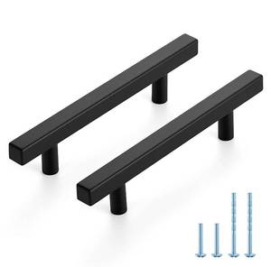 lot 5842 image: JOY DECOR 45 Pack 4 Inch Matte Black Square Cabinet Handles Stainless Steel Cabinet Hardware Pulls for Kitchen and Drawers with 6-25 Inch Overall Length