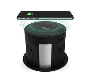 lot 5845 image: Automatic Pop Up Outlet for Countertop, Recessed Power Strip with 4 AC Outlets, 2 USB A, 2 USB C Pop Up Socket, Wireless Charger Station for Kitchen Conference Workbench, ETL Listed