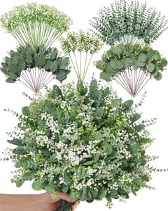 lot 5871 image: Alecono 100 Pcs 5 Kinds Mixed Artificial Greenery Eucalyptus Stems Bulk, Babys Breath Artificial Flowers and Fake Sliver Dollar Leaves for Centerpieces DIY Bouquet Wedding Home Decor