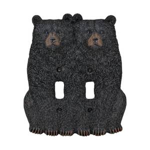 lot 5873 image: BestGiftEver Sitting Black Bear Double Toggle Light Switch Cover - Decorative Electrical Wall Plate for Cabin Lodge - Country Style Rustic Home Accessories for Wildlife Hunters and Nature Lovers
