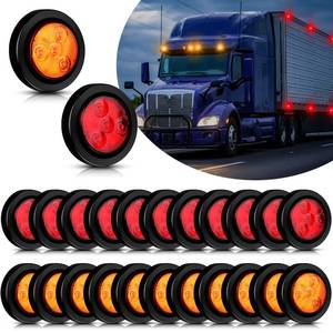 lot 5884 image: Macarrie 24 Pcs 2 Round LED Marker Lights Trailer Waterproof Side Marker Light 12-24v with Rubber Grommets Pigtails for RV Trailer Truck Boat (Amber and Red)