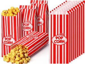 lot 5886 image: Sherr 500 Pcs 2oz Popcorn Bags Bulk Red Retro Stripes Disposable Popcorn Bags for Movie Nights Circus Carnival Party Favors Birthday Party Event Supplies Machine Accessories