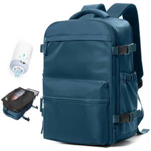 lot 6020 image: Vacuum Travel Backpack with Pump for Women, Personal Item Carry on Vacpack Backpacks Flight Approved 16.53x11.42x5.9 inches for Men,Laptop Waterproof Work Compression bags Casual Daypack,Peacock Blue