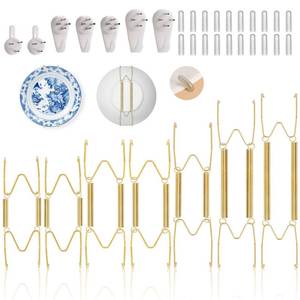 lot 6021 image: Tetutor 7 pcs Plate Hangers for The Wall, 4681012 Inch Invisible Decorative Wall Plate Hangers, Stainless Steel Plates Walls Hanger for Display Various Sizes with Hooks for Decorative