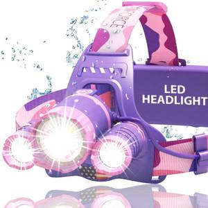 lot 6026 image: DanForce Headlamp, Ultra Bright Rechargeable LED Headlamp,LUMINUS 1080 Lumens,Zoomable Head Lamp Flashlight. Headlight USB Rechargeable, IPX45 HeadLamps for Camping, Outdoors,Red Light Include (Pink)
