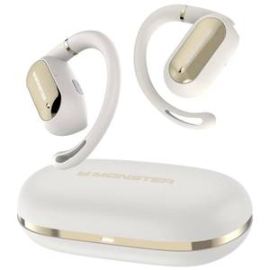 lot 6053 image: Monster Open Ear AC322 Wireless Earbuds, Bluetooth 5.4, 36H Playtime, IPX5 Waterproof, Open-Ear Design with Adjustable Ear Hooks, Secure Fit for Running & Workout, Clear Calls White