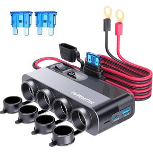 lot 6058 image: A12V Socket Power Outlet, 10FT Cable 24V 216W Multi Port Outlet, 12 Volt Car Cigarette Lighter Adapter USB Charger Cigarette Lighter Socket, Power Supply Car Plug outlet Battery Adapter