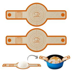lot 6067 image: PLAPITATE Silicone Bread Sling for Dutch Oven Liner, Non Stick 2 PCS, Easy Clean Reusable Silicone Baking Mat with Long Handles, Easy to Transfer Sourdough Bread, Orange