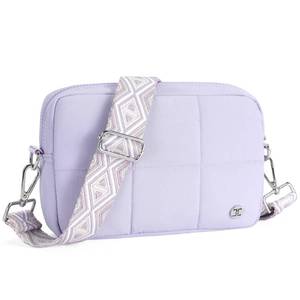 lot 6072 image: Telena Crossbody Bags for Women Crossbody Purse Lightweight Puffer Shoulder Bag for Travel Purple has stain bottom left corner