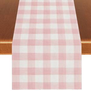 lot 6074 image: Watercolor Pink White Buffalo Check Plaid Table Runner Gingham Tablecloth Farmhouse Spring Summer Easter Home Kitchen Table Decorations-13�72(Pink and White)