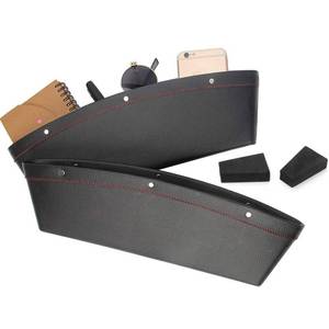 lot 6085 image: Coolrunner 2 Set Car Seat Gap Organizer, Car Seat Gap Filler, PU Full Leather Car Seat Crevice Storage Box Universal Fit in Between Car Seat Catcher for Phone Keys Cards Pens Coins(Black)