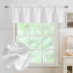 lot 6091 image: Chyhomenyc White Short Curtain Valance for Windows, Faux Linen Textured Half Window Curtains, Burlap Solid Topper Small Curtain Valance for Bathroom Laundry Basement, 60Wx18L Inch, 1 Piece