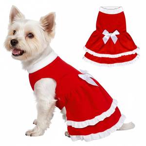 lot 6101 image: Dog Christmas Dress Fleece Dog Cake Princess Dress Winter Pet Outfit Xmas Party Cosplay for Small Medium Large Dogs Girl