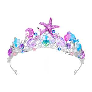 lot 6112 image: YARIEW Mermaid Crown Mermaid Birthday Decorations Mermaid Costume Mermaid Starfish Fish Scales Seashell Hair Accessories Wide Mermaid Headband Mermaid Birthday Party Gifts Purple
