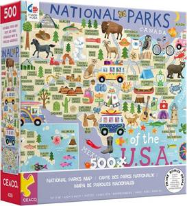 lot 6125 image: Ceaco - National Parks Map - 500 Piece Jigsaw Puzzle