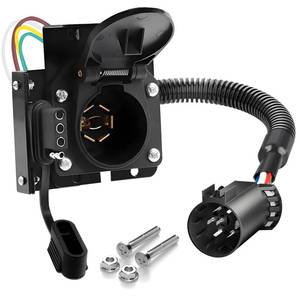 lot 9892 image: Seamaka 7 Way Trailer Plug,7-Way Blade and 4-Way Flat Trailer Wiring Adapter for Ford,Dual-Output 7 and 4 pin Truck Plug with Mounting Bracket for Truck RV