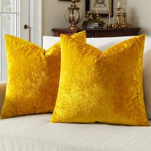 lot 9894 image: MIULEE Velvet Throw Pillow Covers Set of 2, Soft Neutral Decorative Pillow Cases with Luxurious Textured Vintage Cushion Covers for Home Decor Couch Sofa Bed,Gold 20x20 inch