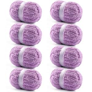 lot 9906 image: 8 Pack Chunky Yarn for Hand Knitting - #10 Super Bulky Chenille Yarn, Fluffy Jumbo for Thick Hand-Knit Blankets, Scarves 25 Yds 7.94 Oz Each Skein (8, Lavender)