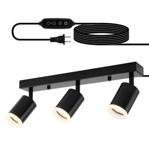 lot 9914 image: Bojim Plug in Ceiling Track Lighting with 14.3ft Power Cord for Kitchen, Dimmable LED Spotlight Wall Mounted for Sala, Black 3 Lights Fixture Removable Cup for Bedroom Farmhouse Studio, GU10 No Bulb