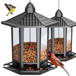 lot 9927 image: Birdream 2 Pack Bird Feeders for Outdoor Hanging, Retro Pagoda Design Fun Installation Bird Feeder, Attracting Wild Birds Chickadees Goldfinches Cardinals Finches and Sparrows