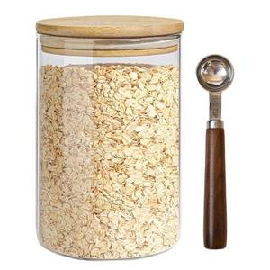 lot 9930 image: EQEY Glass Storage Containers with Airtight Bamboo Lids,Round Glass Jars Pantry Organizers,Perfect for Kitchen Organization - Flour, Rice, Pasta, Sugar, Coffee Beans, Accessories Included (40oz1)