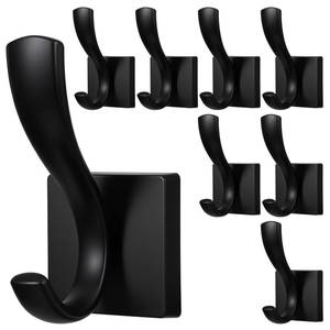 lot 9935 image: PercyEffie 8 Pack Wall Hooks Heavy Duty Towel Robe Coat Hooks for Bathroom Bedroom Entryway with Mounting Hardware Rustproof Aluminum Alloy Black