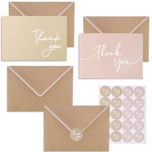 lot 9936 image: Winoo Design 100 PK Bulk Thank You Cards with Envelopes - 5 x 3.5 Inches Wedding Cards Baby Shower Bridal Shower Personalized Thank You Notes for Small Business Graduation Funeral Birthday (2 colors)