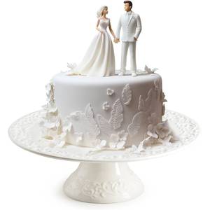 lot 9943 image: Wedding Cake Stand, White Cake Stand for Smaller Than 10 Inch Cakes, Christmas Porcelain Cake Plate for Party, Baby Shower, Birthday, Home Decorating Stand