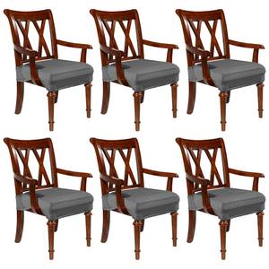 lot 9951 image: Havawish Large Dining Room Chair Seat Covers with Armrest Dining Chair Slip Covers Protectors(6 Pcs,Dark Gray)