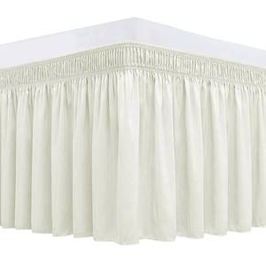 lot 9952 image: Biscaynebay Wrap Around Bed Skirts for King & Cal King Beds Extra Long Drop of 25, Ivory Adjustable Elastic Dust Ruffles Easy Fit Wrinkle Resistant Silky Luxurious Fabric Machine Washable