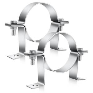 lot 10233 image: Mineye 2 Pcs 4 Inch B Vent Wall Strap, Round Gas Vent Pipe Strap, B Vent Wall Bracket, Adjustable Wall Strap Pipe Bracket Clamp Pipe Strap, Galvanized Rigid Split Ring Hanger