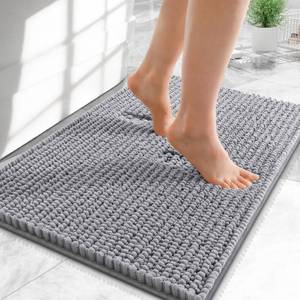 lot 10248 image: OLANLY Thick Bathroom Rugs 24x16, Extra Soft Absorbent Chenille Bath Rugs, Rubber Backing, Machine Wash Dry, Bath Mats for Bathroom Floor, Tub and Shower, Home Decor Accessories, Grey