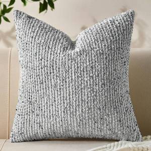 lot 10249 image: Allorry Decorative Couch Throw Pillow Covers 20x20 Blue Striped Soft Wool Pillow Covers Neutral Textured Boho Cushion Covers for Modern Farmhouse Sofa Bedroom Living Room Decor SY011-C20